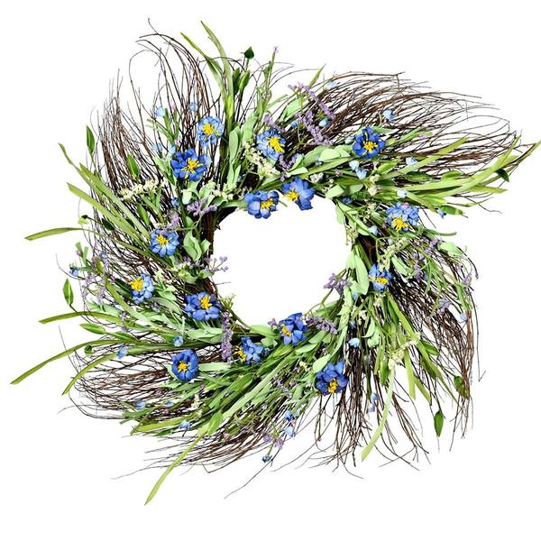24" Artificial Purple Daisy Grass Wreath