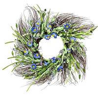 Vickerman 24" Artificial Purple Daisy Grass Wreath