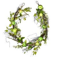 Vickerman 5.7' Artificial Green Apples Mixed Twig Garland