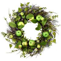 Vickerman 22" Artificial Green Apples Mixed Twig Wreath