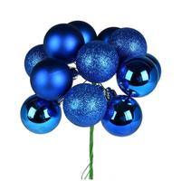 Vickerman 12" Blue Ball Ornament Pick (4 pack)