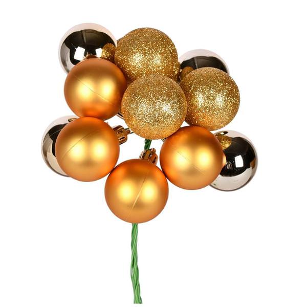 12" Gold Ball Ornament Pick (4 pack)