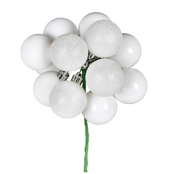 12" White Ball Ornament Pick (4 pack)