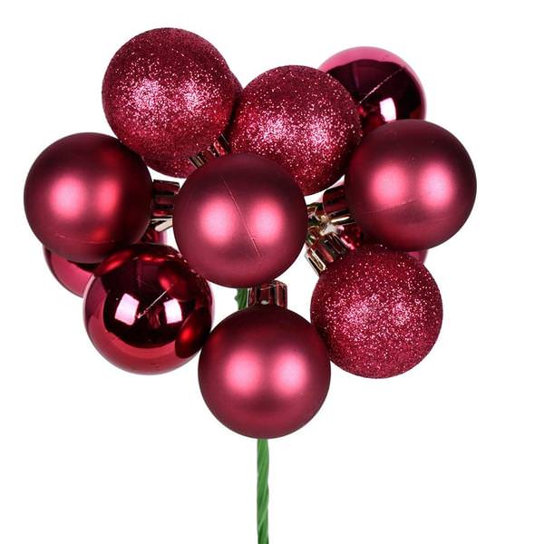12" Berry Red Ball Pick Christmas Ornament (4 Pack)