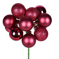 Vickerman 12" Berry Red Ball Pick Christmas Ornament (4 Pack)