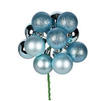Vickerman 12" Baby Blue Ball Ornament Pick (4 pack)