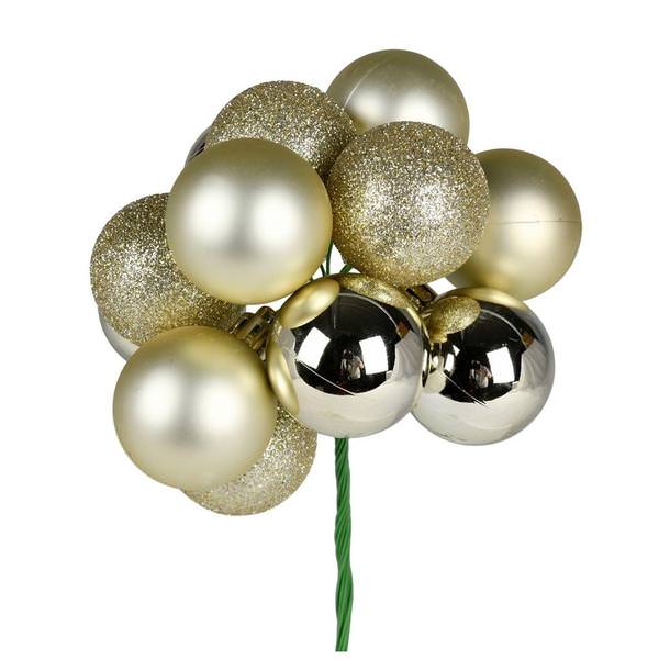 12" Champagne Ball Ornament Pick (4 pack)