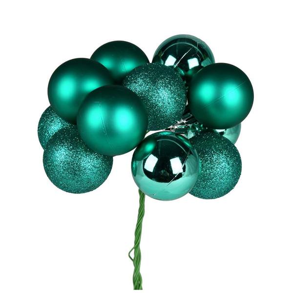 12" Teal Ball Ornament Pick (4 pack)