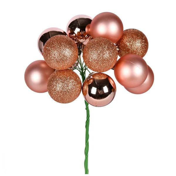 12" Rose Gold Ball Ornament Pick (4 pack)