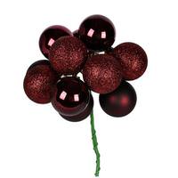 Vickerman 12" Burgundy Ball Ornament Pick (4 pack)