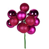 Vickerman 12" Fuchsia Ball Ornament Pick (4 pack)