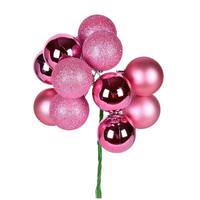 Vickerman 12" Pink Ball Ornament Pick (4 pack)