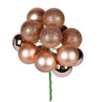 Vickerman 12" Cafe Latte Ball Ornament Pick (4 pack)