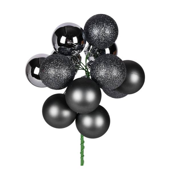12" Pewter Ball Ornament Pick (4 pack)