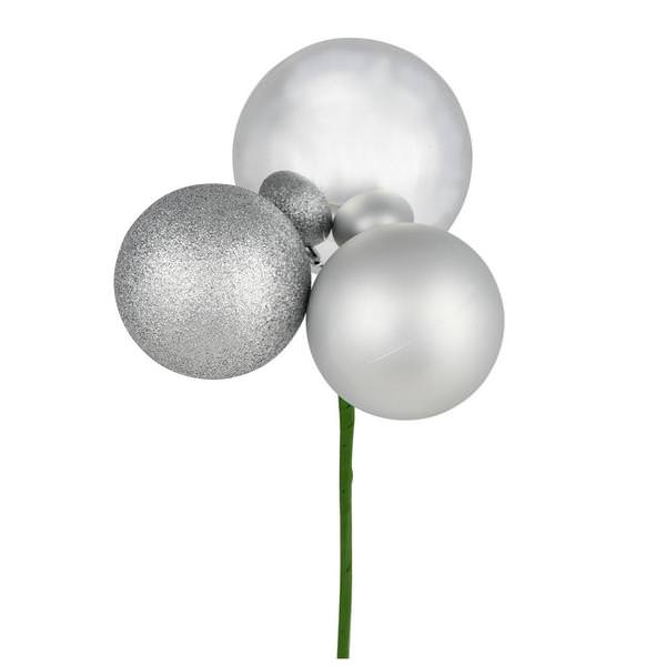 18" Silver Ornament Pick (4 pack)