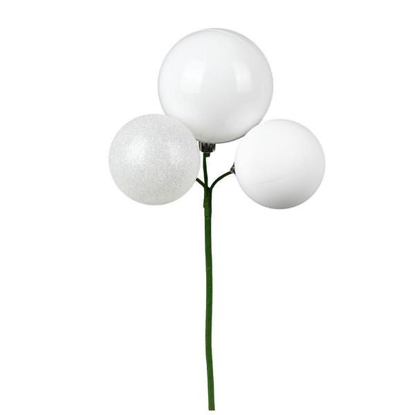 18" White Ornament Pick (4 pack)