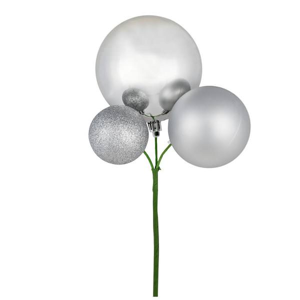 18" Silver Ornament Pick (3 pack)