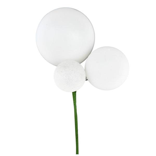 18" White Ornament Pick (3 pack)