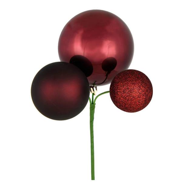 18" Burgundy Ornament Pick (3 pack)