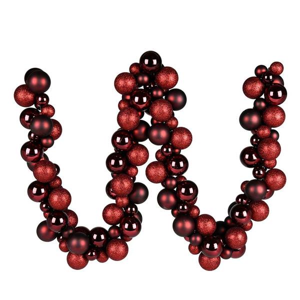 6' Burgundy Assorted Ball Garland