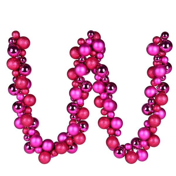 6' Fuchsia Assorted Ball Garland