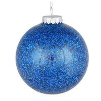 Vickerman 6" Blue Tinsel Clear Ball Ornament (4 pack)