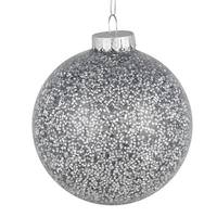 Vickerman 6" Silver Tinsel Clear Ball Ornament (4 pack)