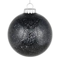 Vickerman 6" Black Tinsel Clear Ball Ornament (4 pack)