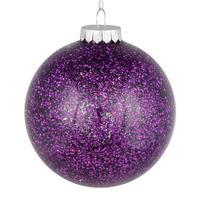 View 6" Plum Tinsel Clear Ball Ornament (4 pack)