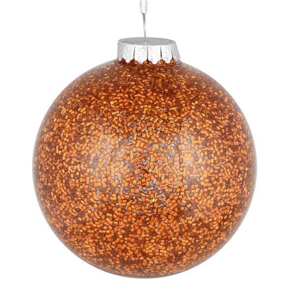 6" Copper Tinsel Clear Ball Ornament (4 pack)