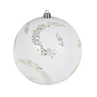 Vickerman 4" White Matte Sequin Swirl Ball Ornament (6 pack)