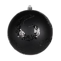 Vickerman 4" Black Matte Sequin Swirl Ball Ornament (6 pack)