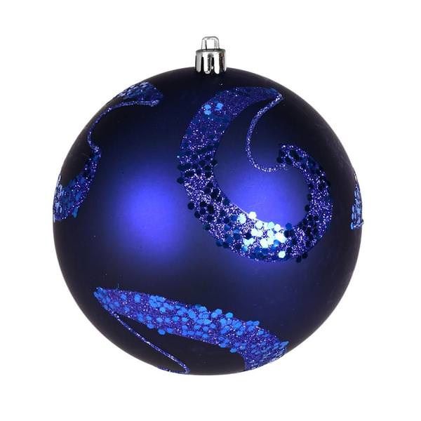 4" Cobalt Blue Matte Sequin Ball Ornament (6 pack)