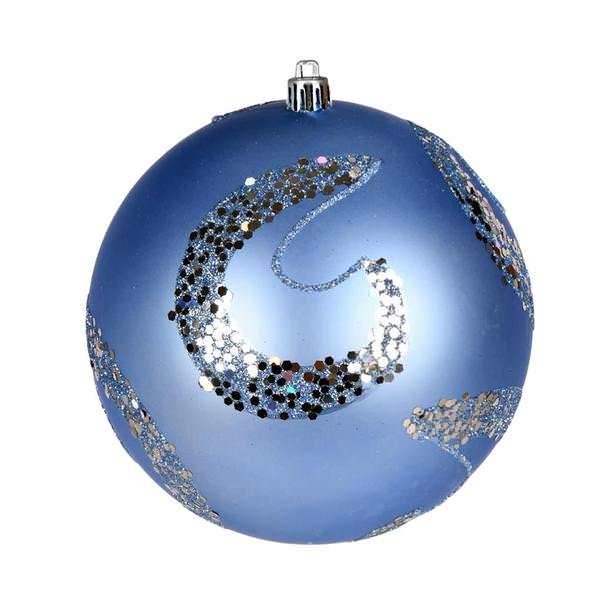 4" Periwinkle Matte Sequin Swirl Ball Ornament (6 pack)