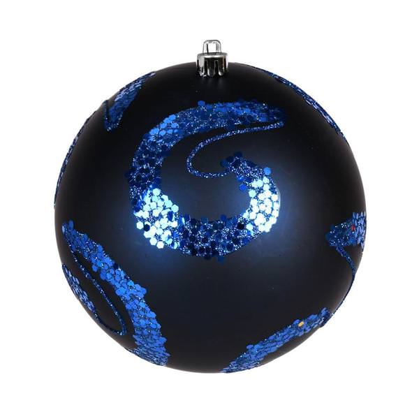 4" Midnight Blue Matte Sequin Ball Ornament (6 pack)