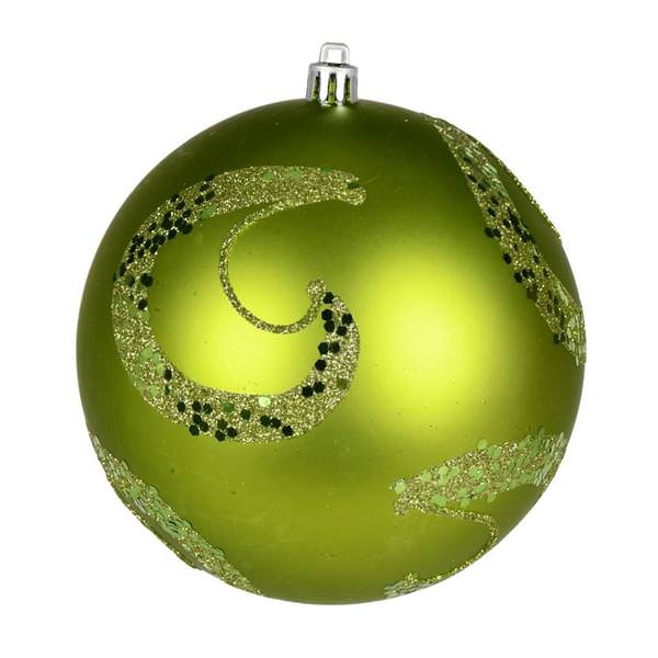 4.75" Lime Matte Sequin Ball Ornament (4 pack)