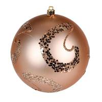Vickerman 4.75" Cafe Latte Matte Sequin Swirl Ball Ornament (4 pack)