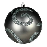 Vickerman 4" Pewter Matte Sequin Swirl Ball Ornament (6 pack)
