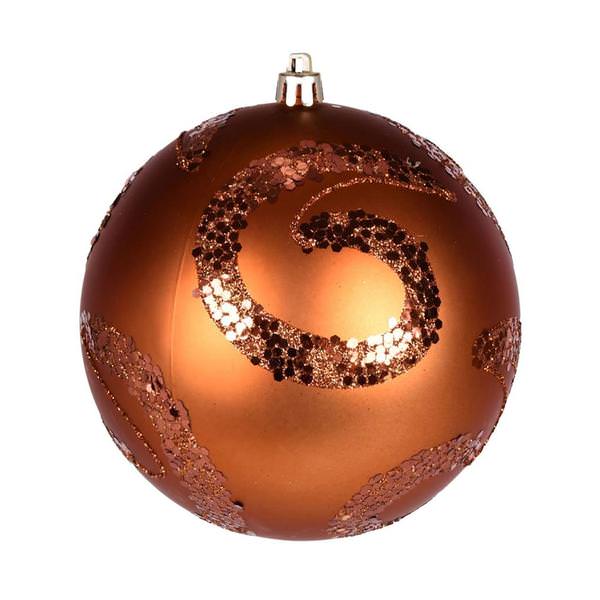 4.75" Copper Matte Sequin Swirl Ball Ornament (4 pack)