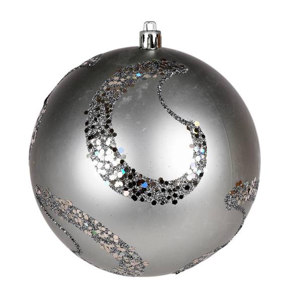 4.75" Limestone Matte Sequin Swirl Ball Ornament (4 pack)