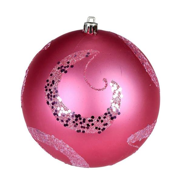 4.75" Mauve Matte Sequin Swirl Ball Ornament (4 pack)