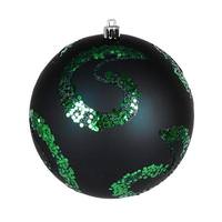 Vickerman 4.75" Sea Blue Matte Sequin Swirl Ball Ornament (4 pack)