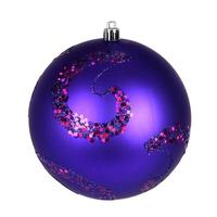 Vickerman 4.75" Purple Matte Sequin Swirl Ball Ornament (4 pack)