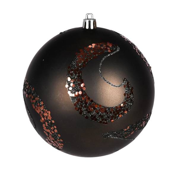4.75" Gunmetal Matte Sequin Swirl Ball Ornament (4 pack)