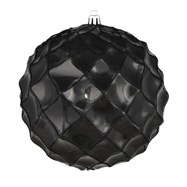 4" Black Shiny Form Ball Ornament (6 pack)