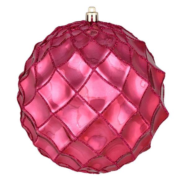 6" Berry Red Shiny Form Ball Ornament (4 pack)
