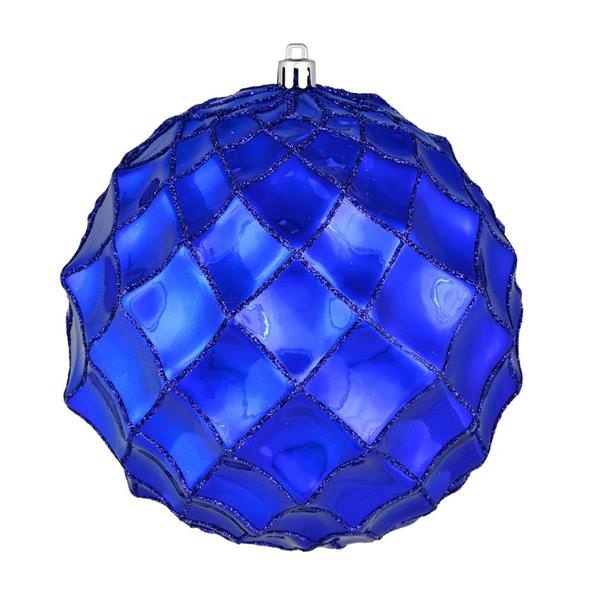 6" Cobalt Blue Shiny Form Ball Ornament (4 pack)
