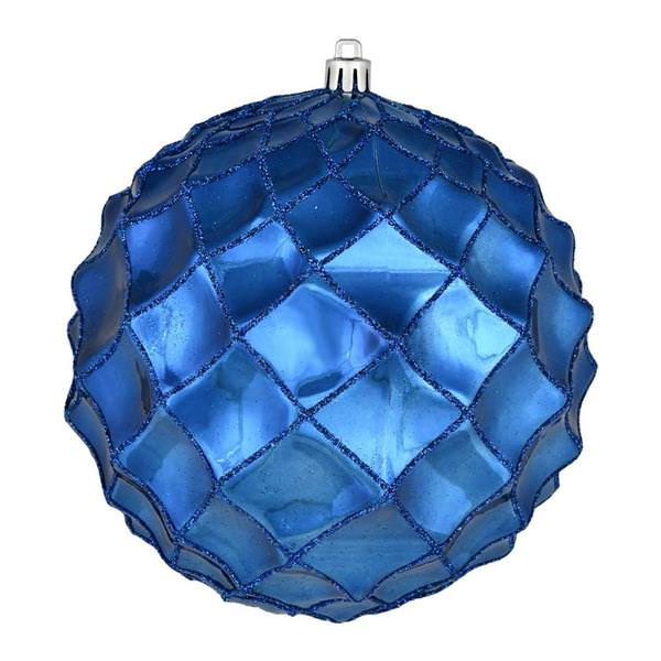 4" Midnight Blue Shiny Form Ball Ornament (6 pack)