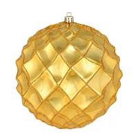 Vickerman 6" Honey Gold Shiny Form Ball Ornament (4 pack)