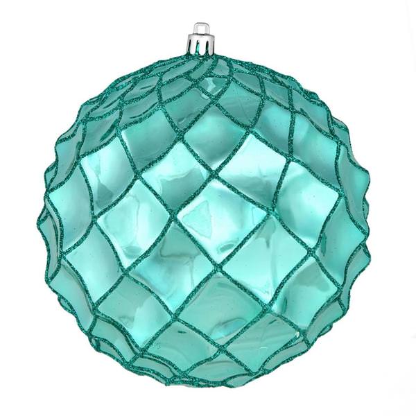 4" Teal Shiny Form Ball Ornament (6 pack)
